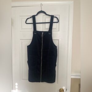 SO by Kohls Black Corduroy Overall Dress Size L